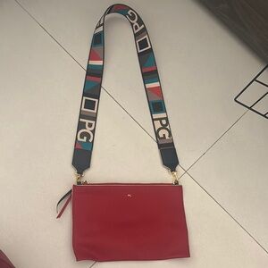 Red Crossbody Bag with Geometric Strap